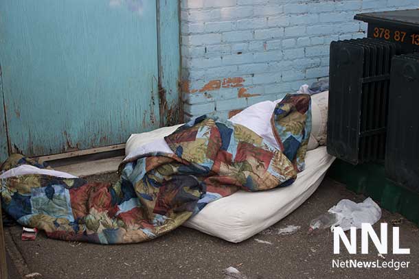 A walk in downtown Fort William finds evidence that people are sleeping outside