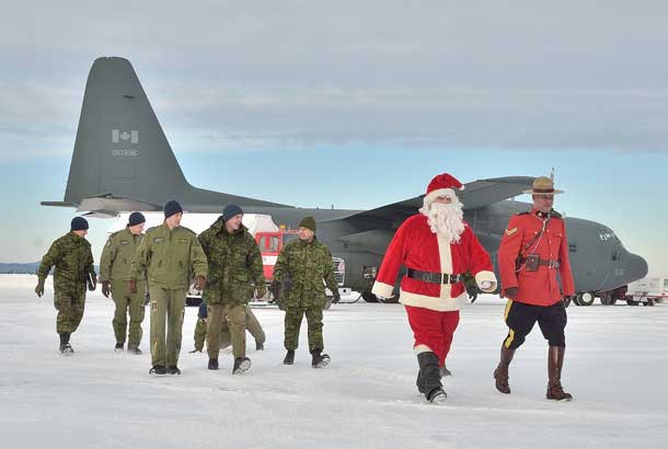 Santa along with his special helpers from the RCAF and RCMP