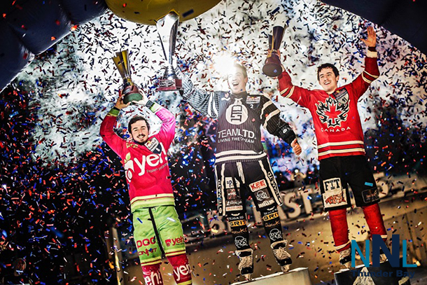 Canadians atop the podium at the Crashed Ice event in Dublin Ireland
