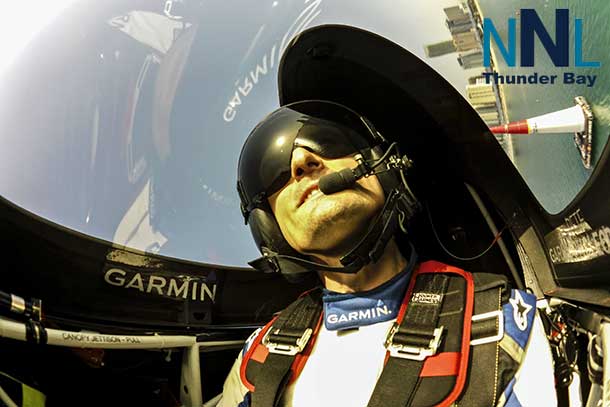 Pete McLeod of Canada performs during the qualifying of the first stage of the Red Bull Air Race World Championship in Abu Dhabi, United Arab Emirates on February 13, 2015. - Image Red Bull Content Pool