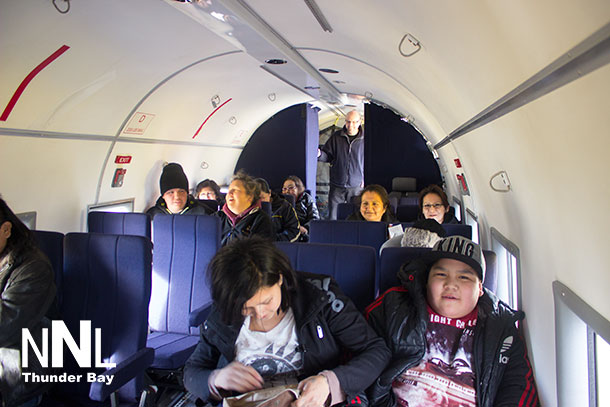 Passengers in Round Lake getting ready for takeoff in the Cargo North Basler BT 67