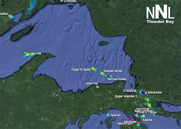 Lake Superior is busy already early in the 2015 Shipping Season - There are ships gathering at the Soo Locks...