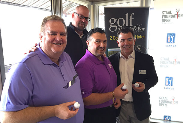 Left to right Tom Forsythe (Manager Golf Services), Walter Keating Jr (President - TBDGA), Joe Quaresima (Tournament Director Committee), Scott Smith (Executive Director Staal Foundation Open) Photo Credit: Sean Davies