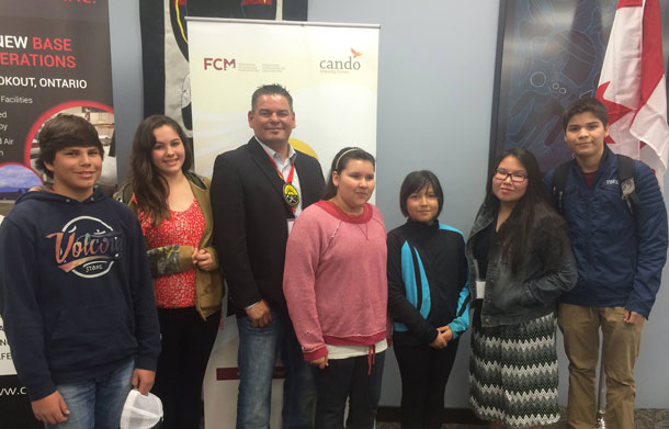 Chief Isadore Day in Lac Seul FN with youth.