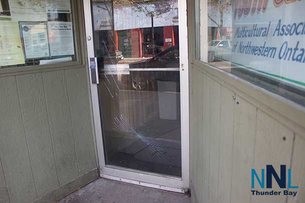 The door of the Regional Multicultural Youth Centre has been smashed four times now in the past several years.