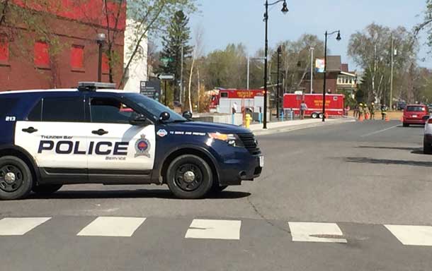 Police Unit closing down Brodie Street at Victoria Avenue
