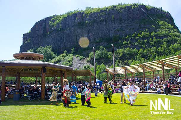 Anemki Wajiw in the background at the Fort William First Nation National Aboriginal Day celebrations