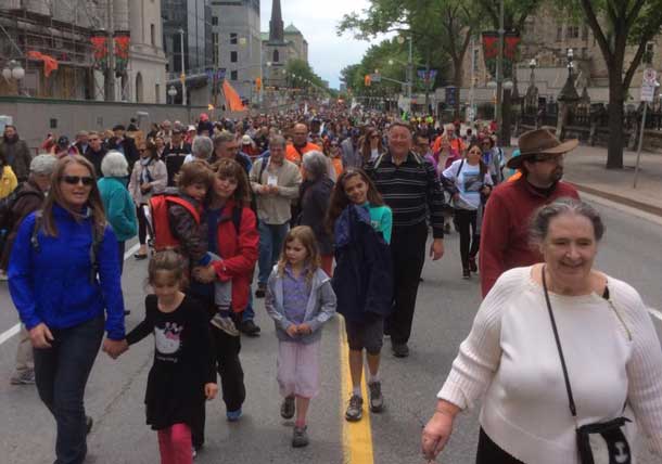 Truth and Reconciliation Walk... over 10,000 strong. Photo by Annie Wenjack
