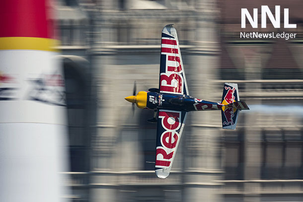 Peter Besenyei of Hungary performs during the qualifying day of the fourth stage of the Red Bull Air Race World Championship in Budapest, Hungary on July 4, 2015. - Samo Vidic/Red Bull Content Pool