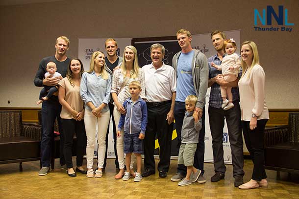 The Staal Brothers and family with Bobby Orr