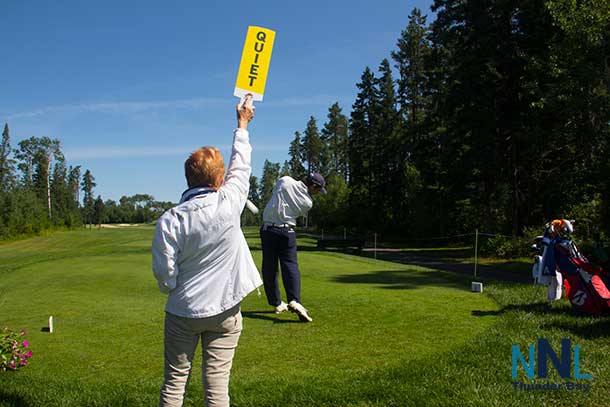 Of course there is golf. Here Paul McConnell from Dallas Texas tees off in the Can-OP Pro-Am.