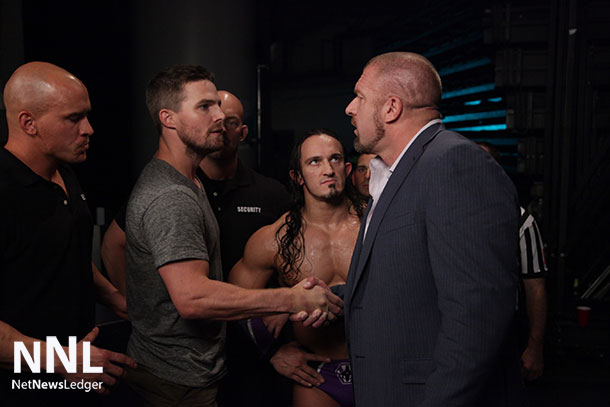 Stephen Amell and Triple H look to get Red Arrow Star into a match at Summerslam