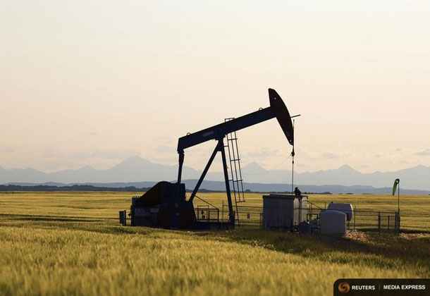 An oil pump jack pumps oil in a field near Calgary, Alberta, July 21, 2014. REUTERS/Todd Korol