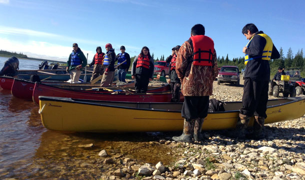 Youth, along with Randy Hunter, prepare to set off towards Hudson Bay.