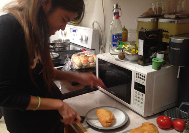 Jess learning how to make bannock