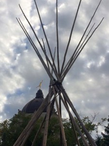 Tee Pee going up on the grounds of the Manitoba Legislature - Photo AMC