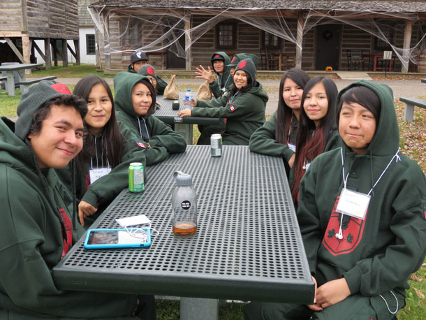 Junior Canadian Rangers enjoy a short break at Fort William Historical Park 