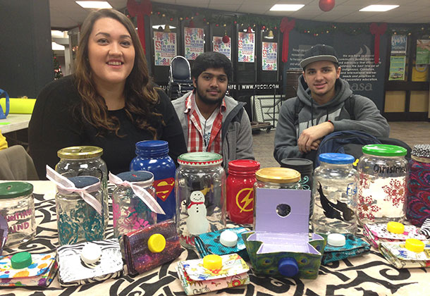 First-Year Business student groups ‘upcycled’ materials to create products sold in support of the Emergency Student Food Bank at Confederation College.
