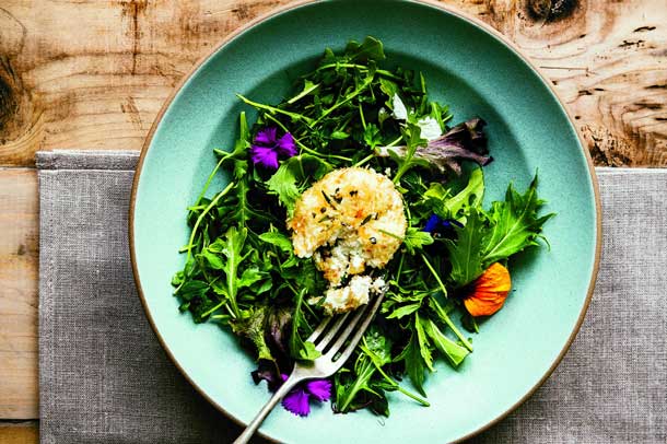 Copita's menu is seasonal, changing regularly based on inspiration and availability of fresh ingredients. Here, goat cheese tops a salad. Credit: Copyright 2015 Thomas J. Story