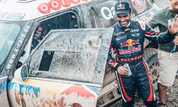 Nasser Al-Attiyah (QAT) from Axion X-Raid Team at the end of the stage 3 of Rally Dakar 2016 from Termas de Rio Hondo to Jujuy, Argentina on January 5, 2016.