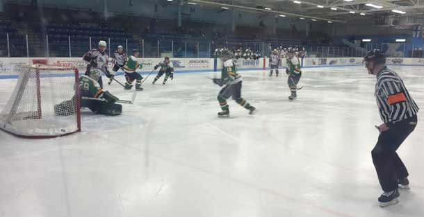 Action from the Dryden GM Ice Dogs and Thunder Bay North Stars game during the 2016 SIJHL Showcase