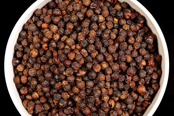 Black peppercorns. Credit iStock PRABHASTROY