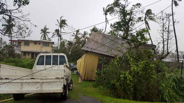 Buildings and trees are damaged after Cyclone Winston swept through the town of Ba on Fiji's Viti Levu Island, February 21, 2016.   REUTERS/Jay Dayal