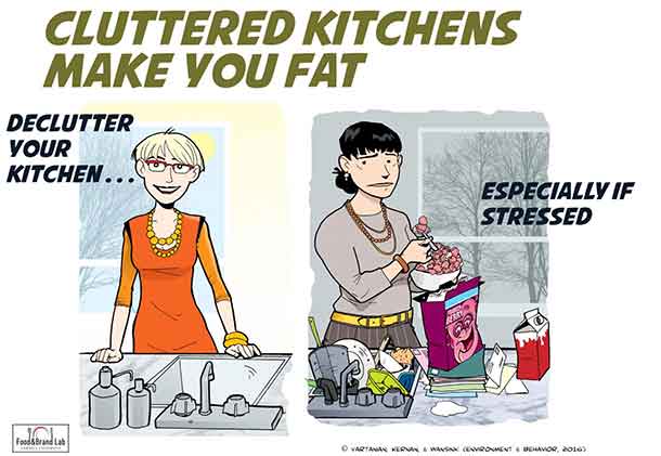 Clutter and mess increase stress in your kitchen.