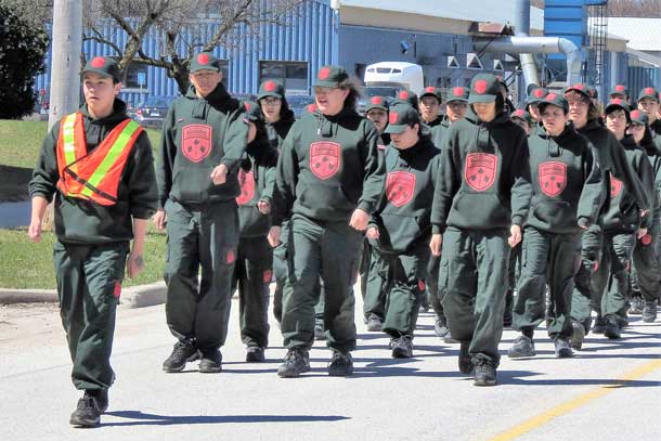 Junior Canadian Rangers march proudly during training course