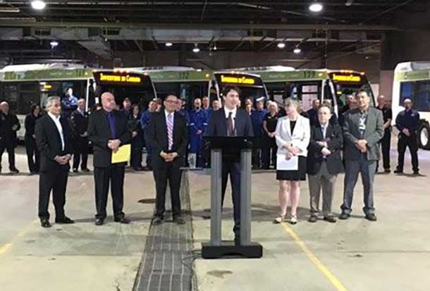 Prime Minister Trudeau at Thunder Bay Transit Barn on Fort William Road