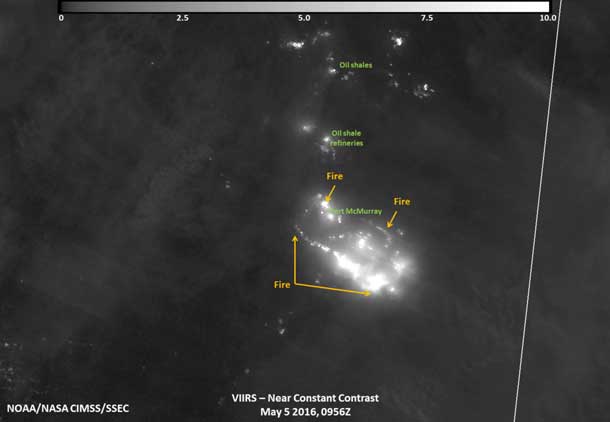 Fort McMurray fire as seen from space. NASA Image