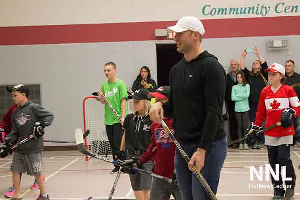 Jordan Staal suits up for a little road hockey. 