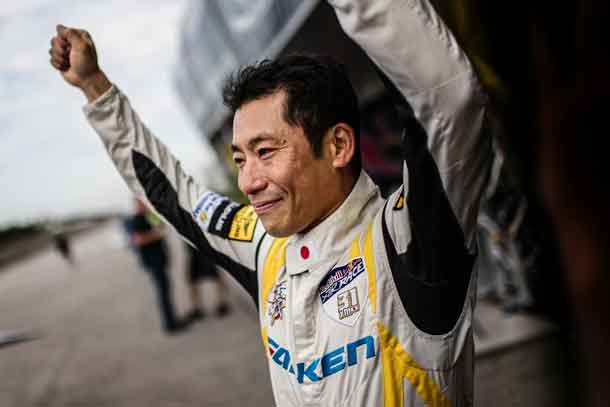 Yoshihide Muroya of Japan arrives after he won the finals of the third stage of the Red Bull Air Race World Championship in Chiba, Japan on June 5, 2016. // Jörg Mitter/Red Bull Content Pool // P-20160605-00950 // Usage for editorial use only // Please go to www.redbullcontentpool.com for further information. //