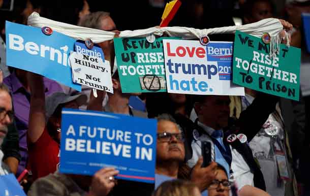 Anti-Clinton Signs at Democratic Conversion