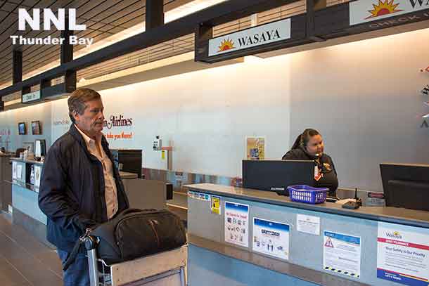 Mayor John Tory at Thunder Bay International Airport headed to Kitchenuhmayooosib Inninuwug First Nation