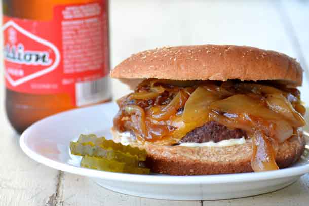Caramelized onions make any burger better. Credit: Copyright 2016 Lynne Curry