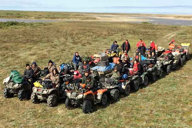 Some of the Junior Canadian Ranger on the training trip on the Hudson Bay coast