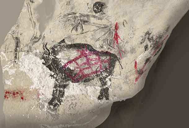 This is a reproduction of a putative wisent painted in the Marsoulas cave (Haute-Garonne, France) during the the Magdalenian period. CREDIT Picture from Carole Fritz