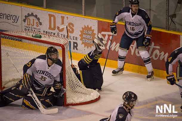 Windsor Lancers led by Brennan Feasey with a hat trick topped the Wolves 6-3