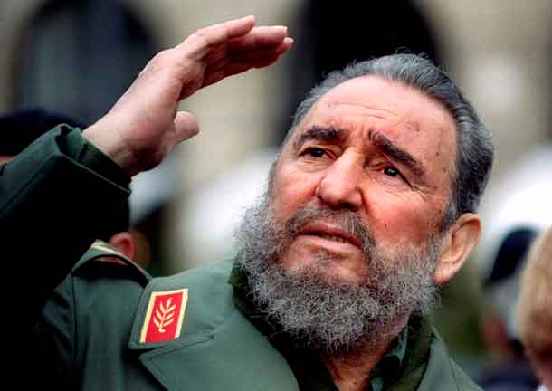 Cuba's President Fidel Castro gestures during a tour of Paris in this March 15, 1995 file photo. Ailing Cuban leader Castro said on February 19, 2008 that he will not return to lead the country, retiring as head of state 49 years after he seized power in an armed revolution. REUTERS/Charles Platiau/Files