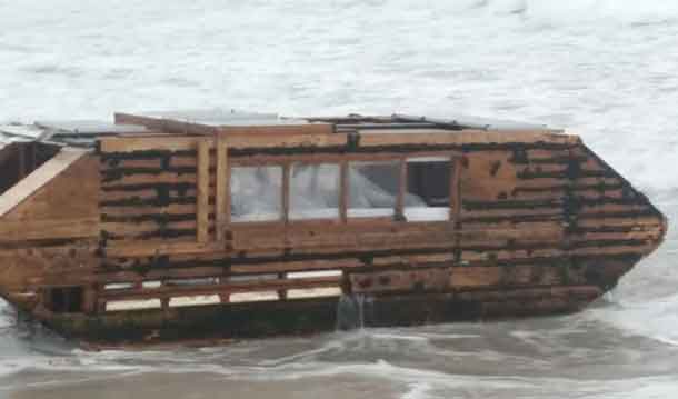 This Canadian made Houseboat washed up on the shores of Ireland