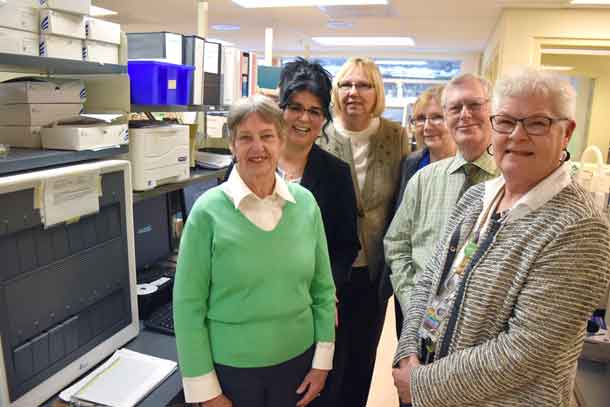 Patient care is improving at the Thunder Bay Regional Health Sciences Centre, thanks to the recent addition of Polymerase Chain Reaction equipment in the clinical laboratory, which was generously funded thanks to donors. Pictured here are donors, Nancy and Graham Post (left and 2nd from right), along with (left to right) Georgia Carr, Manager, Clinical Lab, Jody Nesti, Chair, Board of Directors, Thunder Bay Regional Health Sciences Foundation, Wendy Gouliquer, Clinical Coordinator, Microbiology and Hilary McIver, Manager, Infection Control and Risk Management. Thanks to this new equipment, testing for antibiotic resistant infections like MRSA or VRE can now be done in as little as an hour, as opposed to 2-5 days, which is significant as patients can be treated sooner and removed from isolation when appropriate.