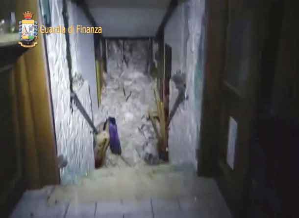 A photo taken from a video shows the snow inside the Hotel Rigopiano in Farindola, central Italy, hit by an avalanche, in this January 19, 2017 handout picture provided by Italy's Finance Police. Guardia Di Finanza/Handout via REUTERS