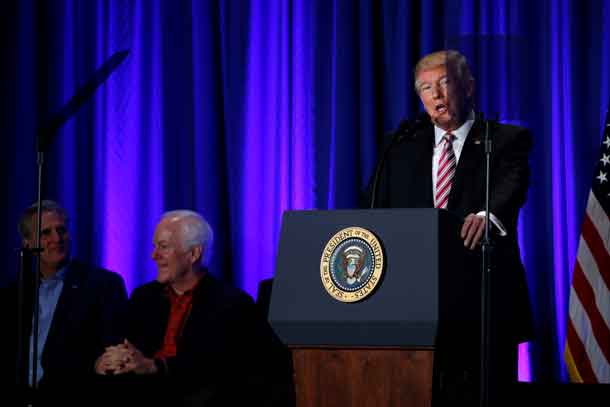 U.S. President Donald Trump attends a congressional Republican retreat in Philadelphia, U.S. January 26, 2017.  REUTERS/Jonathan Ernst