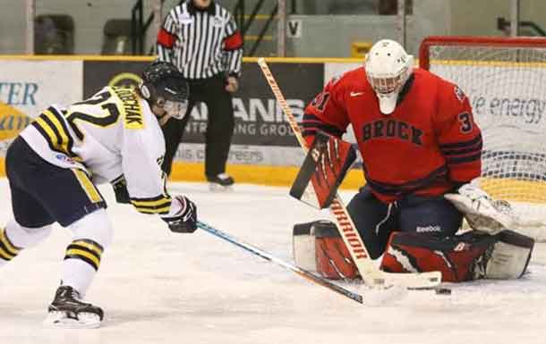 Lakehead Thunderwolves fell to the Brock Badgers in hockey action at the Fort William Gardens