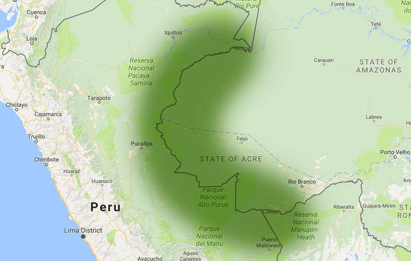 Matsés tribal lands in South America