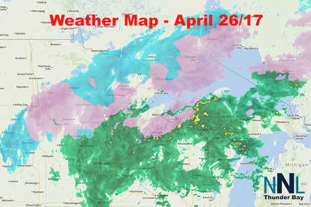 April 26 2017 Weather Map - Still lots to come it appears from this slow moving system