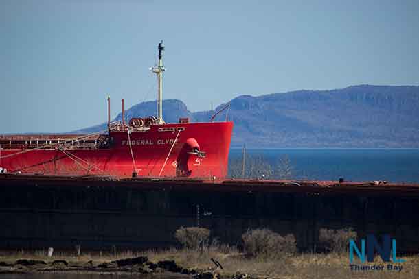 The Federal Clyde with Thunder Bay's iconic Sleeping Giant in the background.
