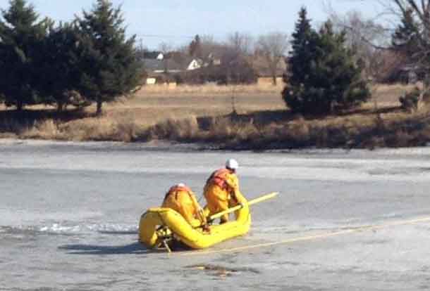 Rescue crews were on the McIntyre River this afternoon after reports that a man fell through the ice