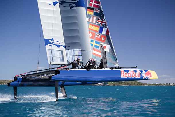 Red Bull Youth America's Cup boat in action at Bermuda, on 02 February 2017. // Robert Snow/Red Bull Content Pool // P-20170313-01483 // Usage for editorial use only // Please go to www.redbullcontentpool.com for further information. //